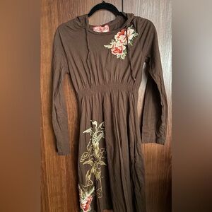 Johnny Was JWLA Embroidered Long Sleeve Hooded Dress